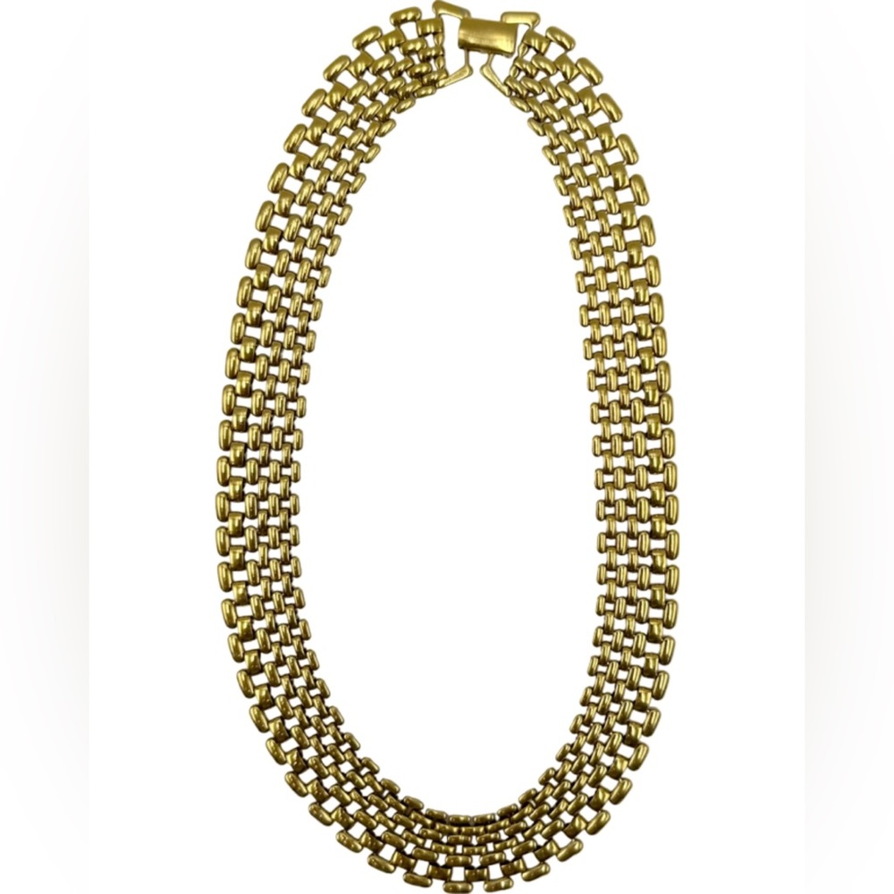 Vintage Napier Gold Plated Woven Choker Chain Necklace